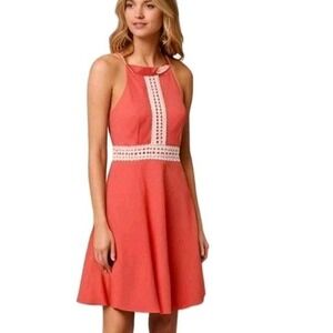 Altar'd State Dress Womens Coral Midi Dress Strapy Above Knee Size Small Crochet